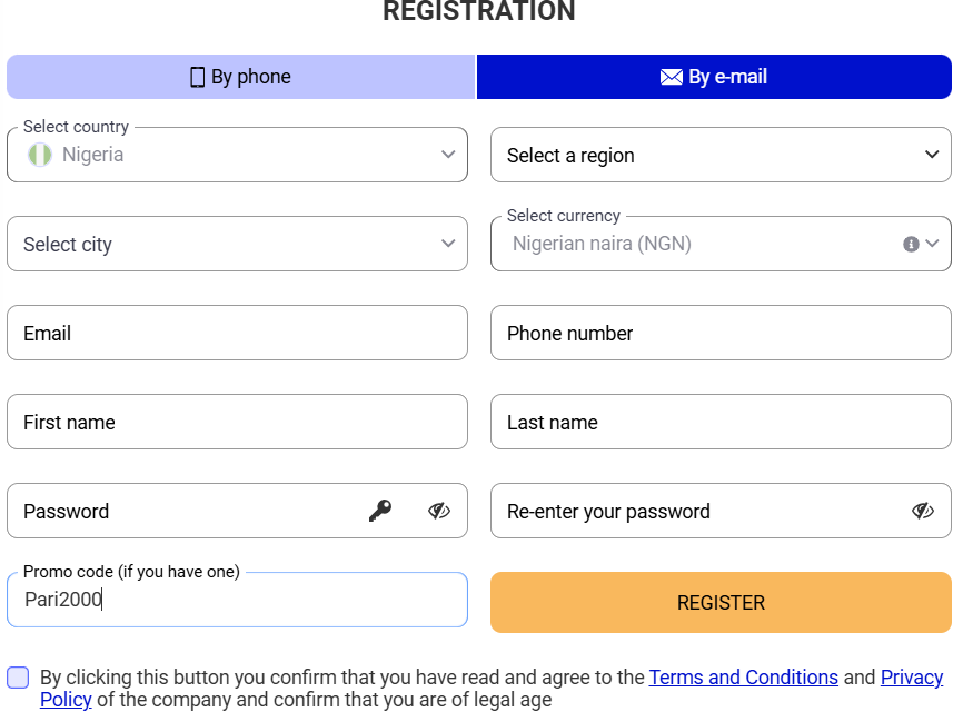 Register for PariPesa by Email